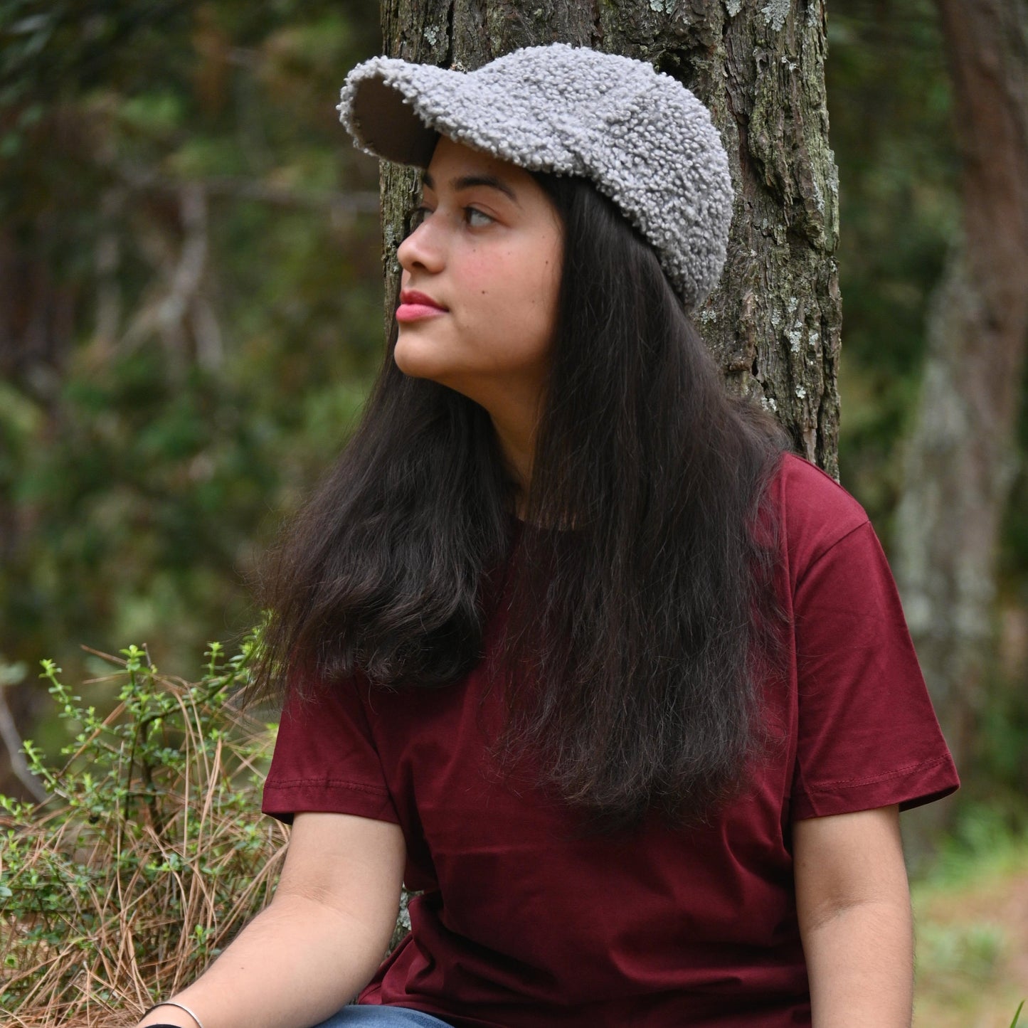 Relaxed Unisex Cotton Tee - Dark Maroon
