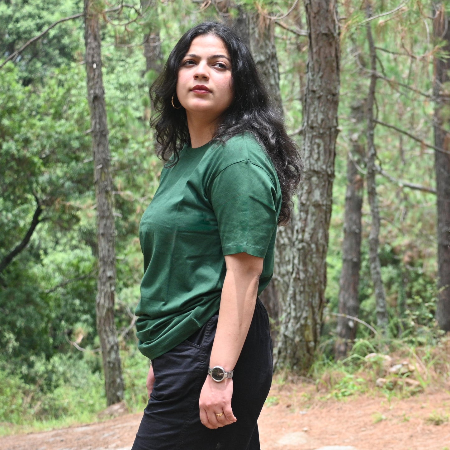 Relaxed Unisex Cotton Tee - Bottle Green