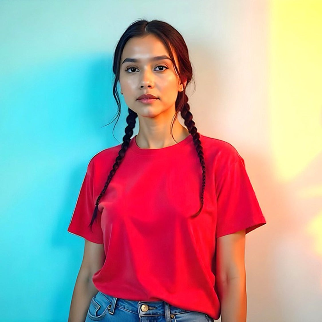 Relaxed Unisex Cotton Tee - Red