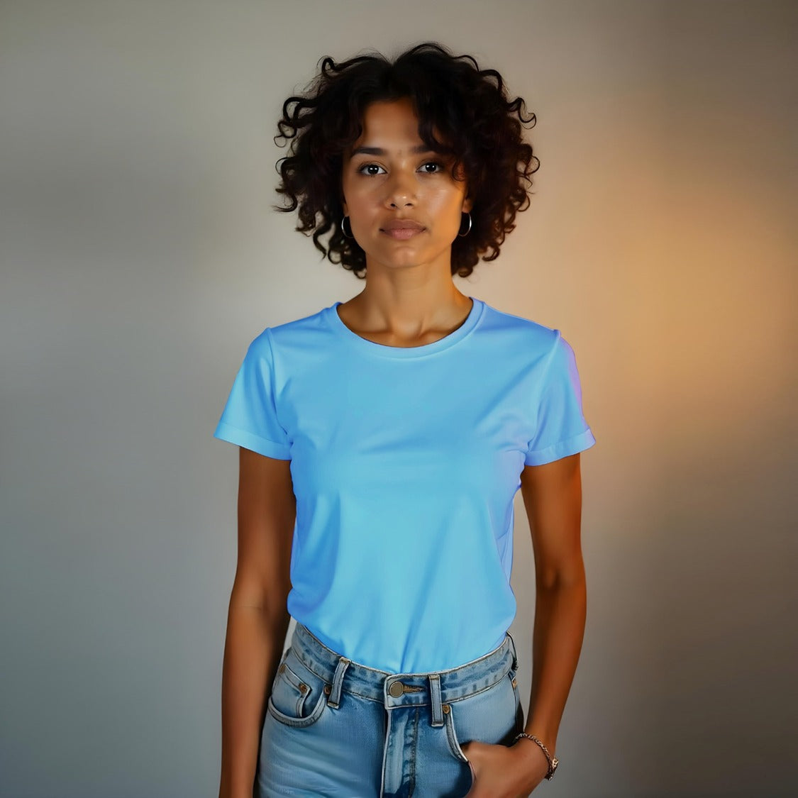 Women Cotton Tee - Ocean Blue