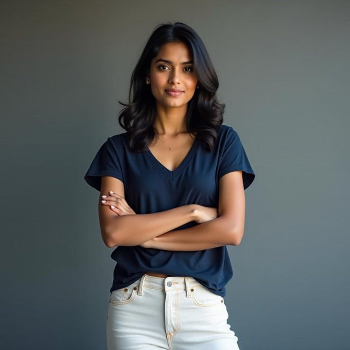 Relaxed V-Neck-Dark Navy Blue