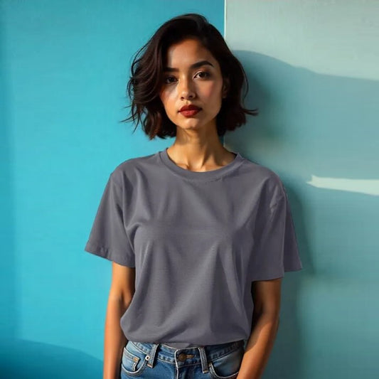 Relaxed Unisex Cotton Tee - Dark Grey Heather