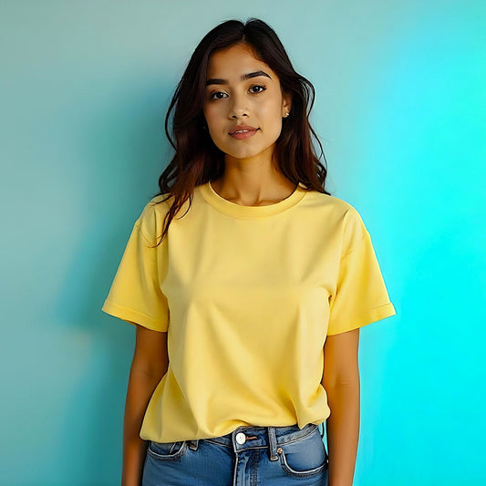 Relaxed Unisex Cotton Tee - Pale Yellow