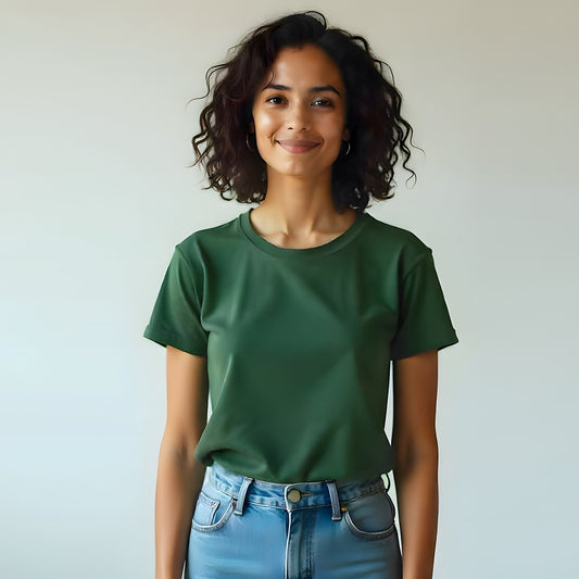 Relaxed Unisex Cotton Tee - Bottle Green