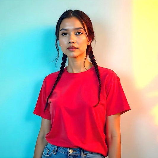 Relaxed Unisex Cotton Tee - Red