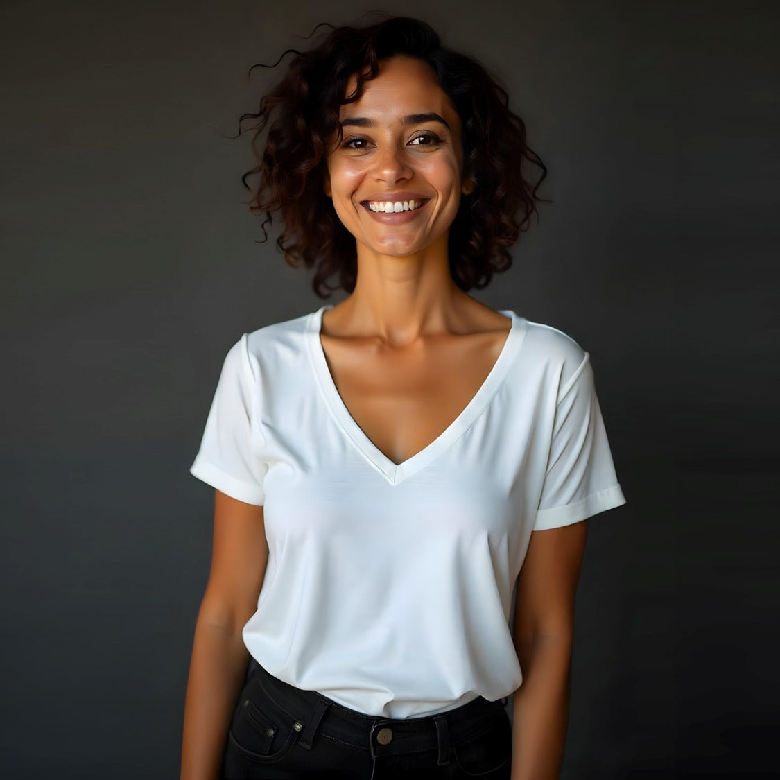 Relaxed V.Neck - White