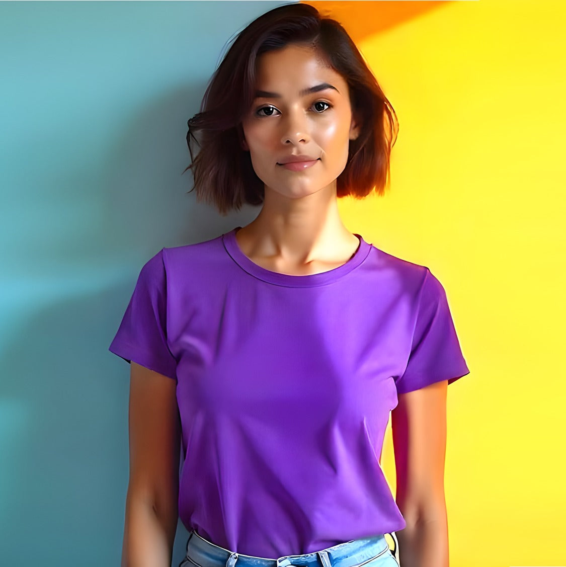 Women Cotton Tee - Purple