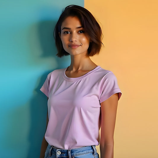 Women Cotton Tee - Light Purple
