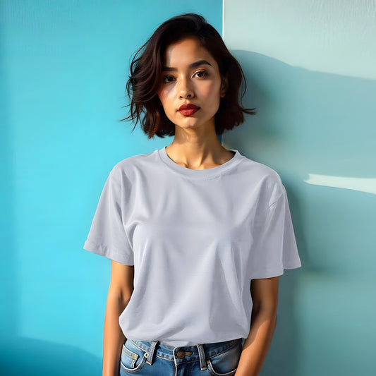 Relaxed Unisex Cotton Tee - White Heather
