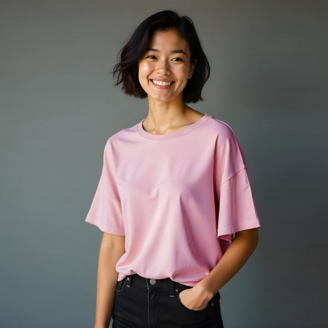 Oversized Cotton Tee - Soft Pink