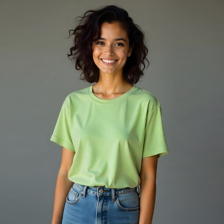 Relaxed Unisex Cotton Tee - Kiwi Green
